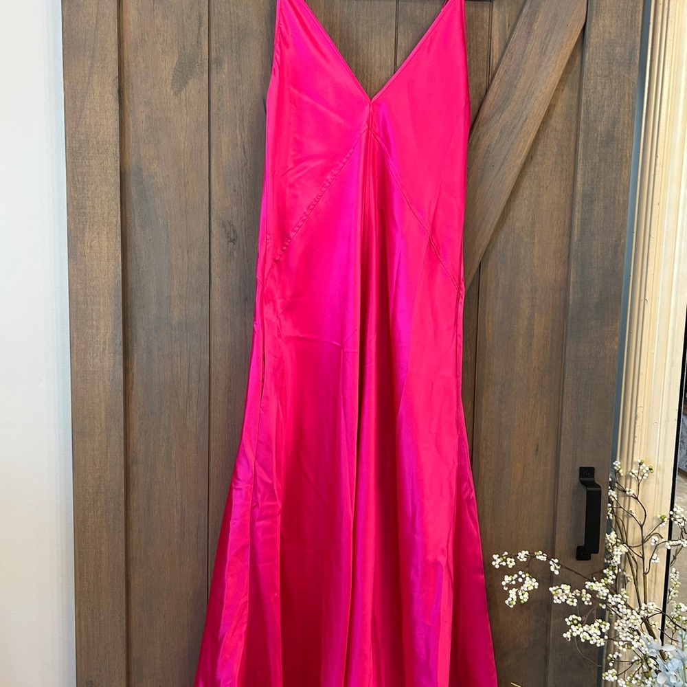 Vibrant Pink Satin Dress